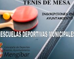 Cartel de las Escuelas Deportivas Municipales de Tenis de Mesa de Mengíbar