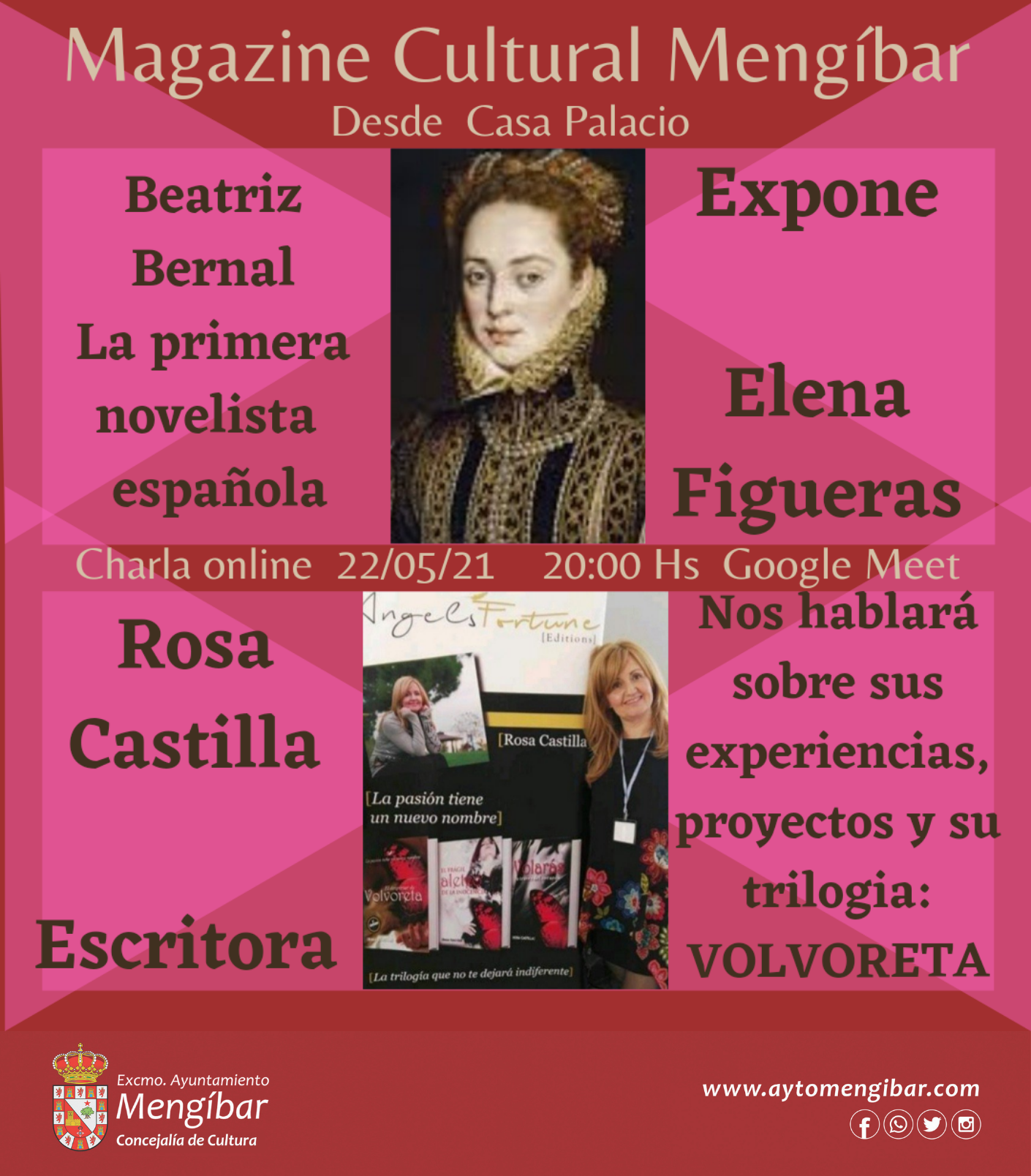 Este sábado, Elena Figueras y Rosa Castilla en una nueva edición de las Tertulias Literarias desde Casa Palacio
