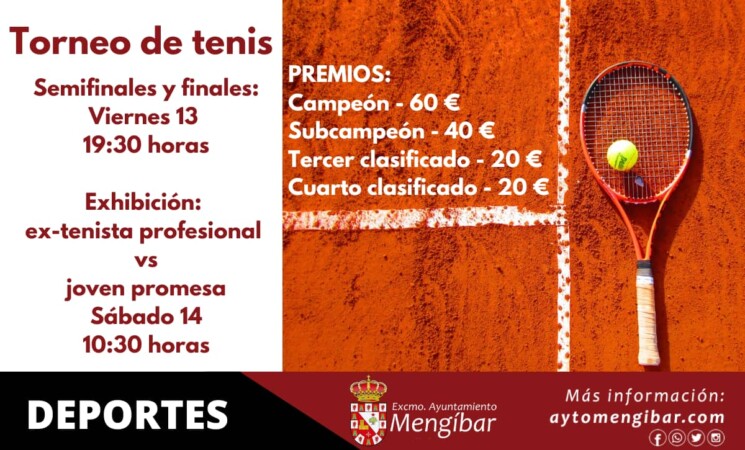 Torneo de tenis en Mengíbar el fin de semana 13 y 14 de mayo de 2022