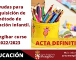 Listado definitivo de ayudas para la adquisición del método escolar infantil para el curso 2022/2023