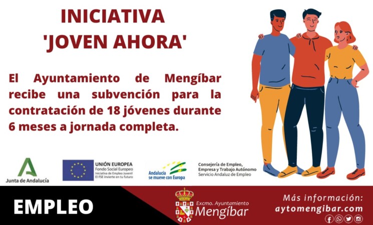 Mengíbar contratará a 18 jóvenes a través de la iniciativa de la Junta de Andalucía y la Unión Europea 'Joven Ahora'